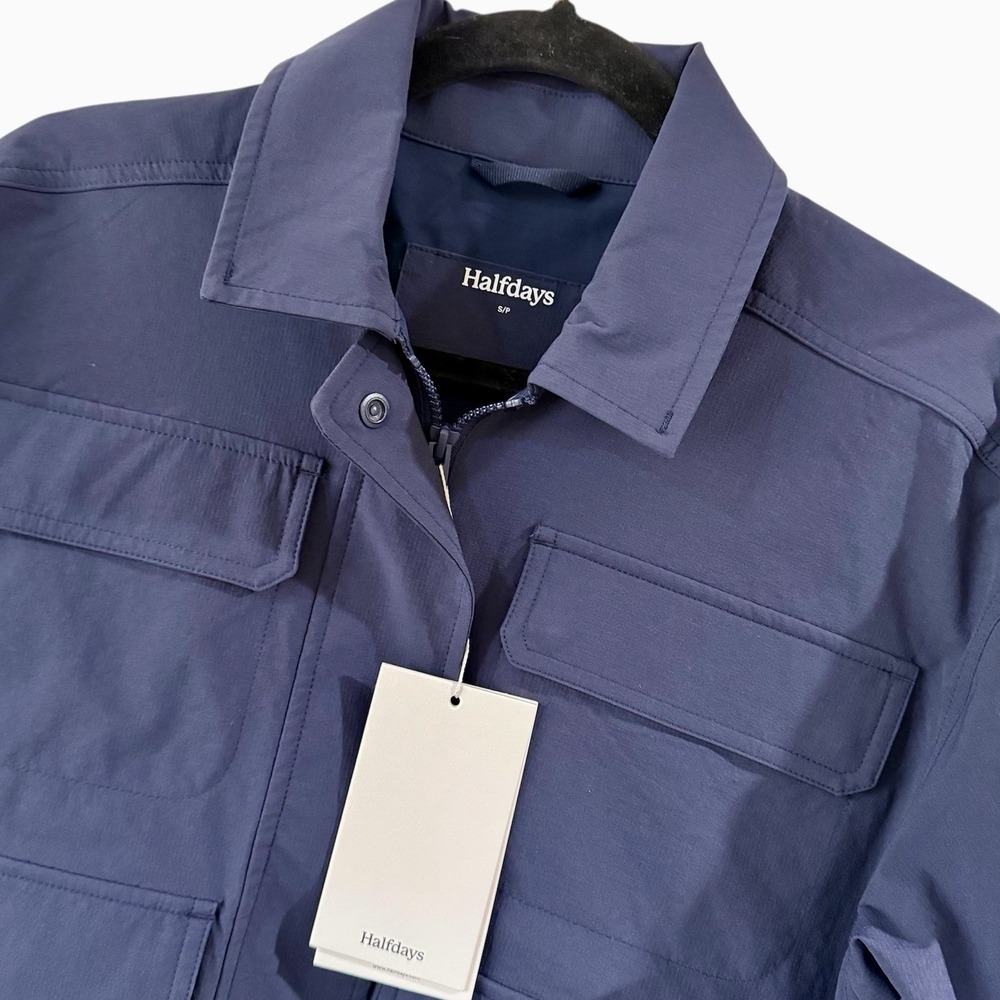 Halfdays Nan Field Jacket Womens Small Navy Blue Cargo Hiking Coat Full Zip New